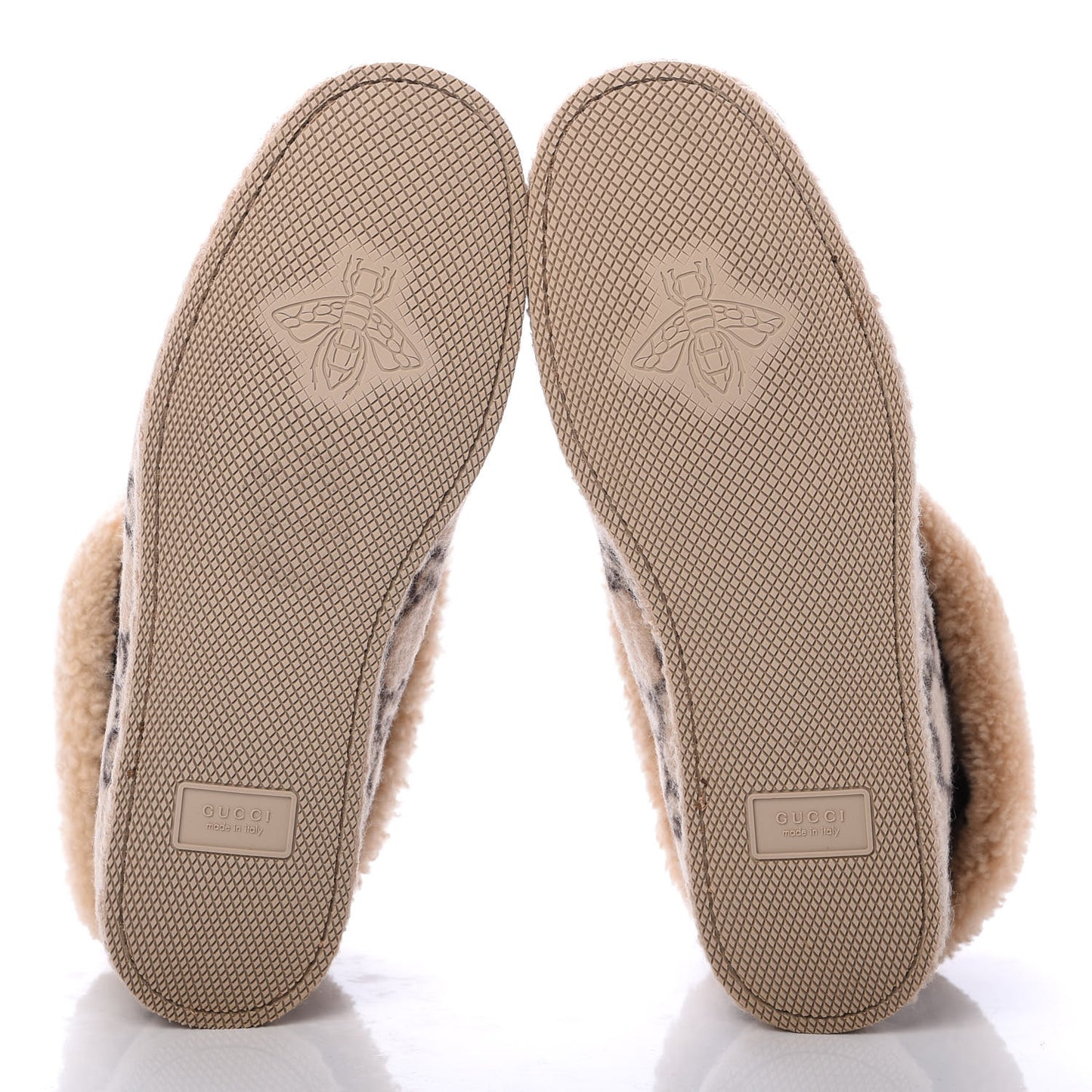Covered Wool GG Monogram Mens Fria Horsebit Ankle Boots 9 Beige Ebony Butterscotch