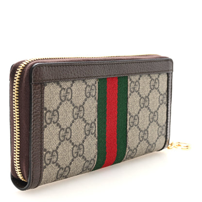 Gucci GG Supreme Monogram Web Ophidia Zip Around Wallet Brown 3 of 7