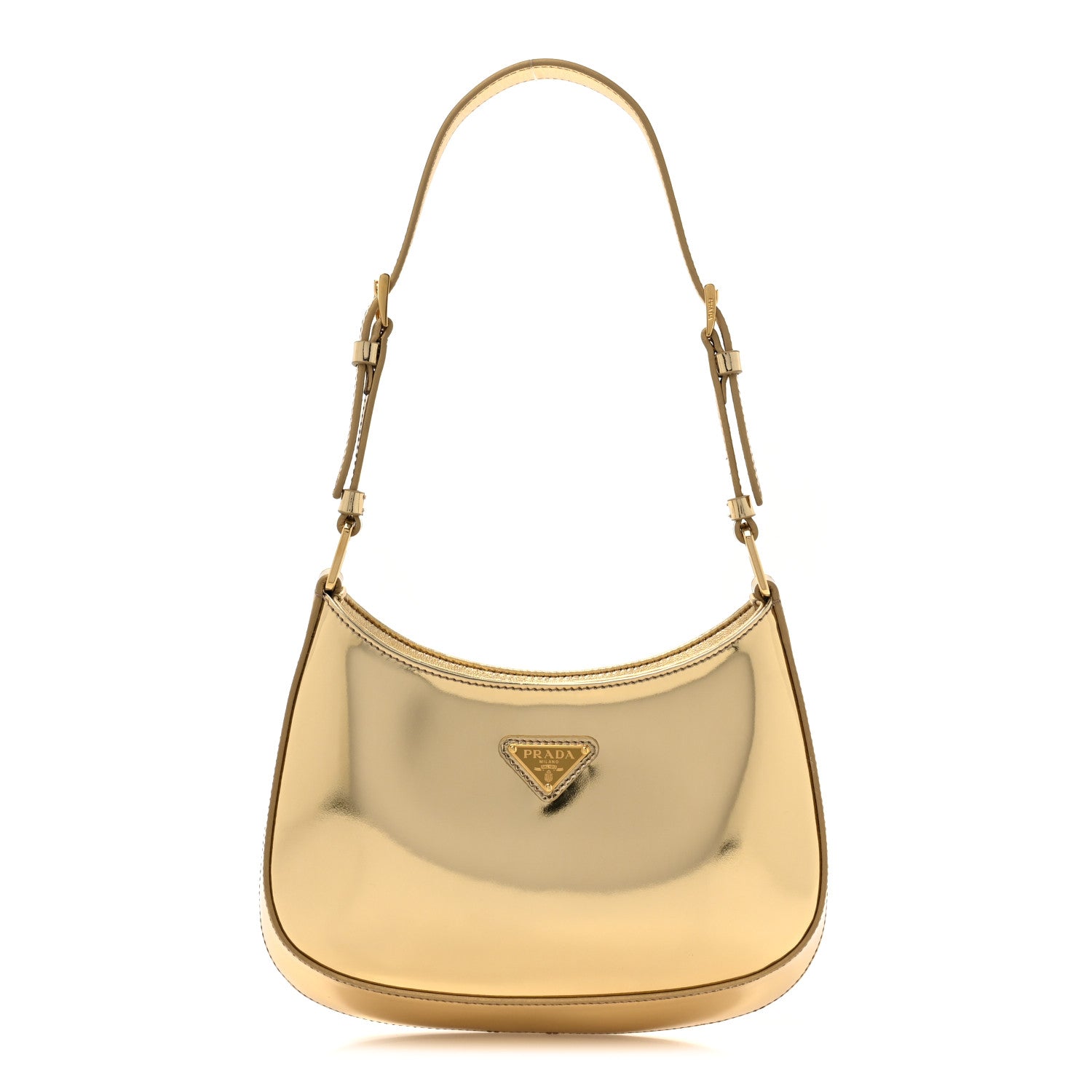 Prada Spazzolato Cleo Adjustable Strap Shoulder Bag Platino 1 of 8