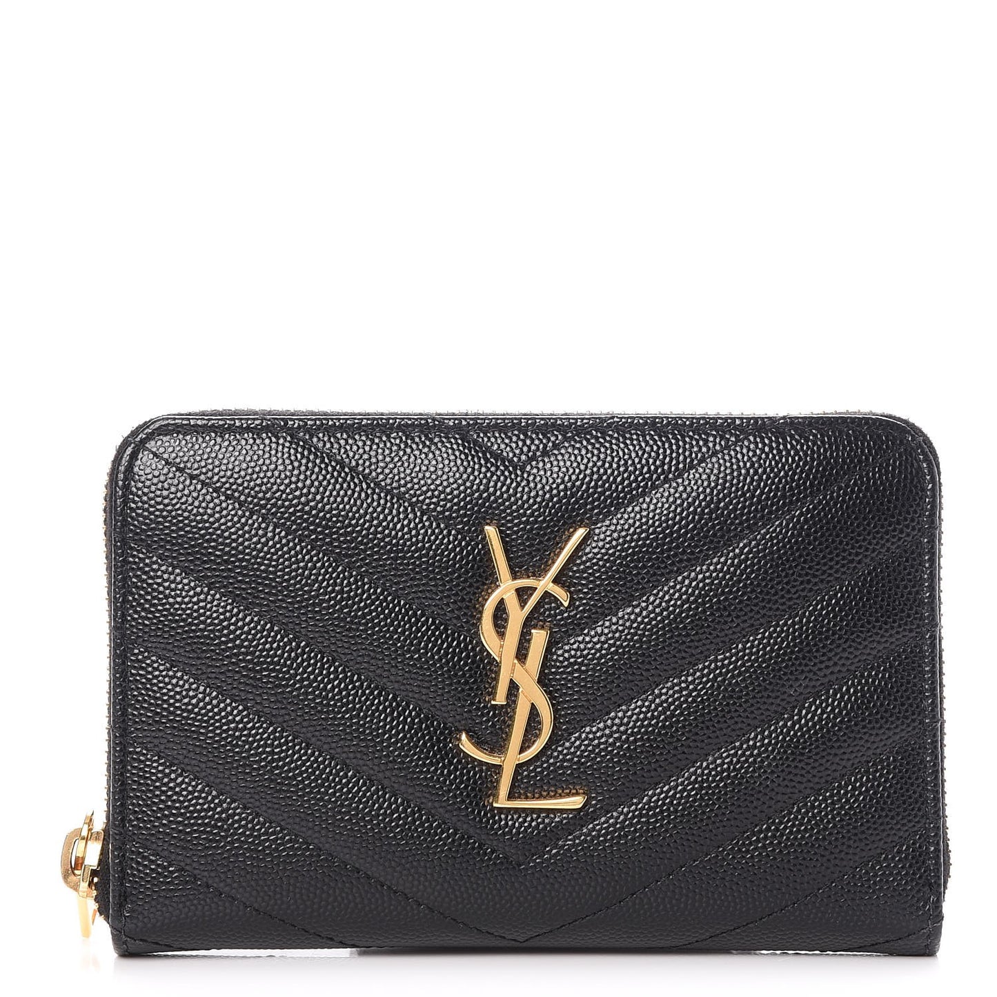 Grain De Poudre Matelasse Chevron Monogram Zip Around Wallet Black