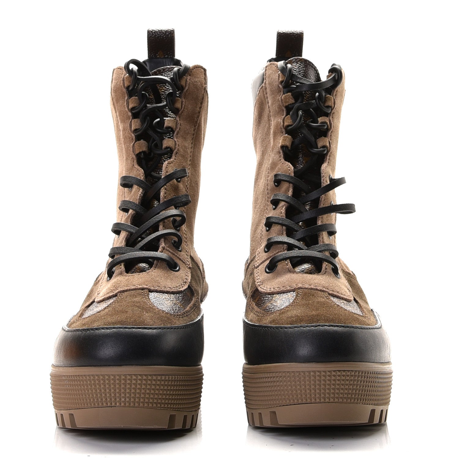 Louis Vuitton Suede Calfskin Monogram Laureate Platform Desert Boots 39 Beige 3 of 10