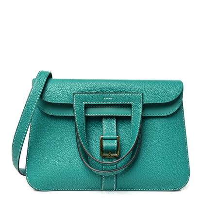 Hermes Taurillon Clemence Halzan 31 GM Vert Verone 1 of 10