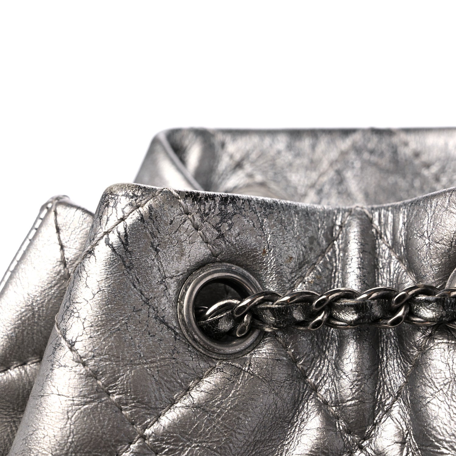 Chanel Metallic Crumpled Calfskin Quilted Small Gabrielle Backpack Silver 14 of 14