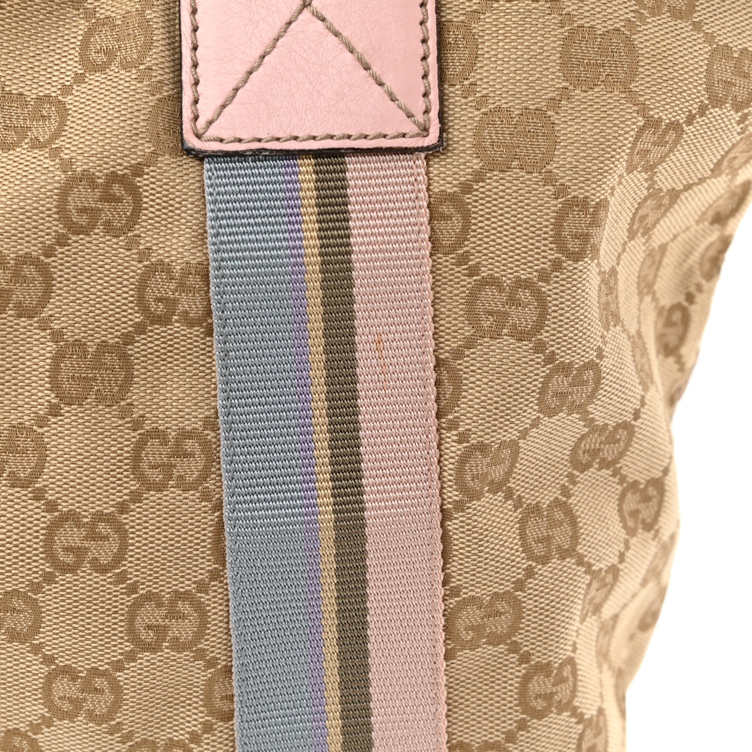 Gucci GG Monogram Medium Web Handle Vertical Tote Pink Blue 13 of 17