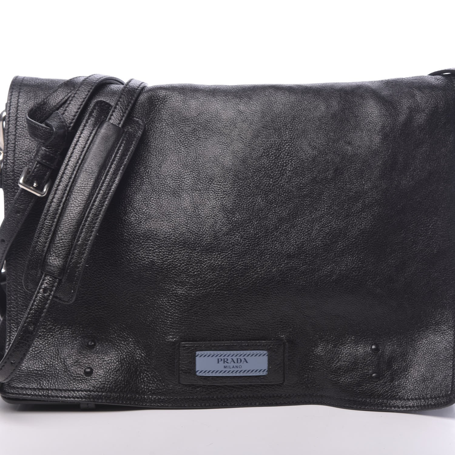 Prada Glace Calf Etiquette Flap Black Astrale 9 of 11