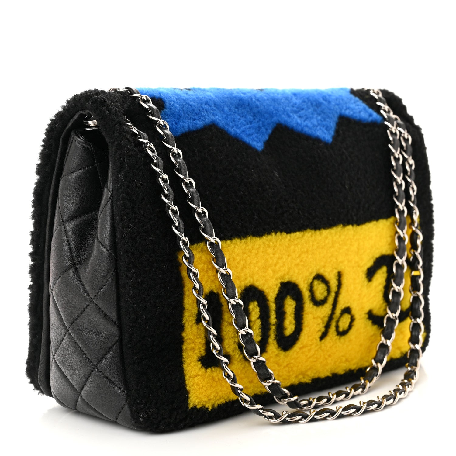 Chanel Shearling Lambskin Jumbo Chanel 100% Flap Black 3 of 10