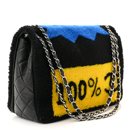 Chanel Shearling Lambskin Jumbo Chanel 100% Flap Black 3 of 10
