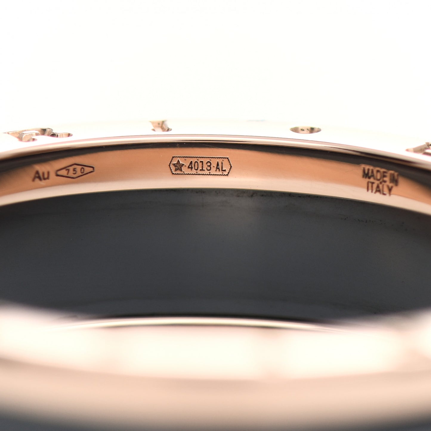 18K Rose Gold Black Ceramic B.Zero1 Two-Band Ring 70 13