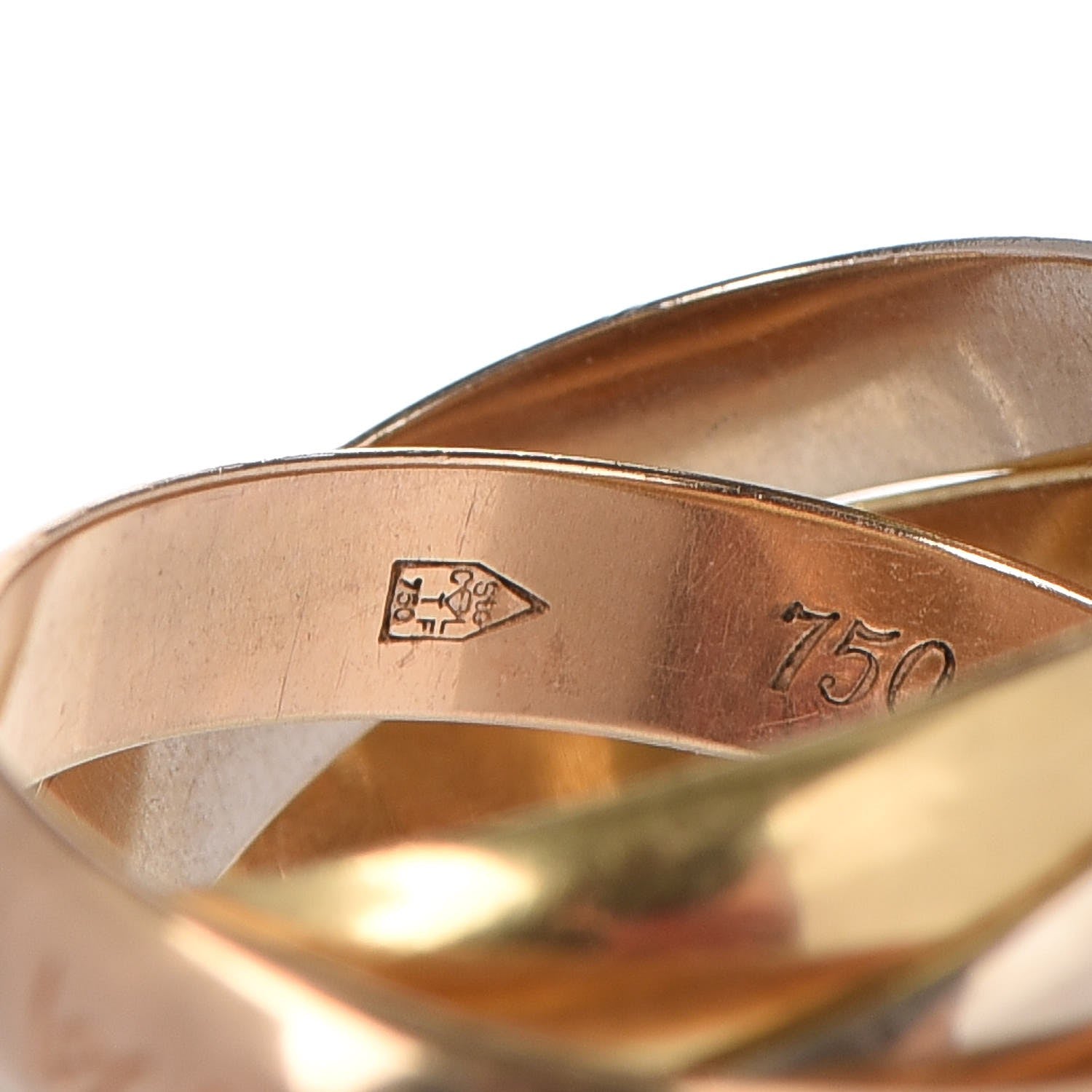 Cartier 18K Pink Yellow White Gold Les Must De Trinity Ring 47 4 5 of 10