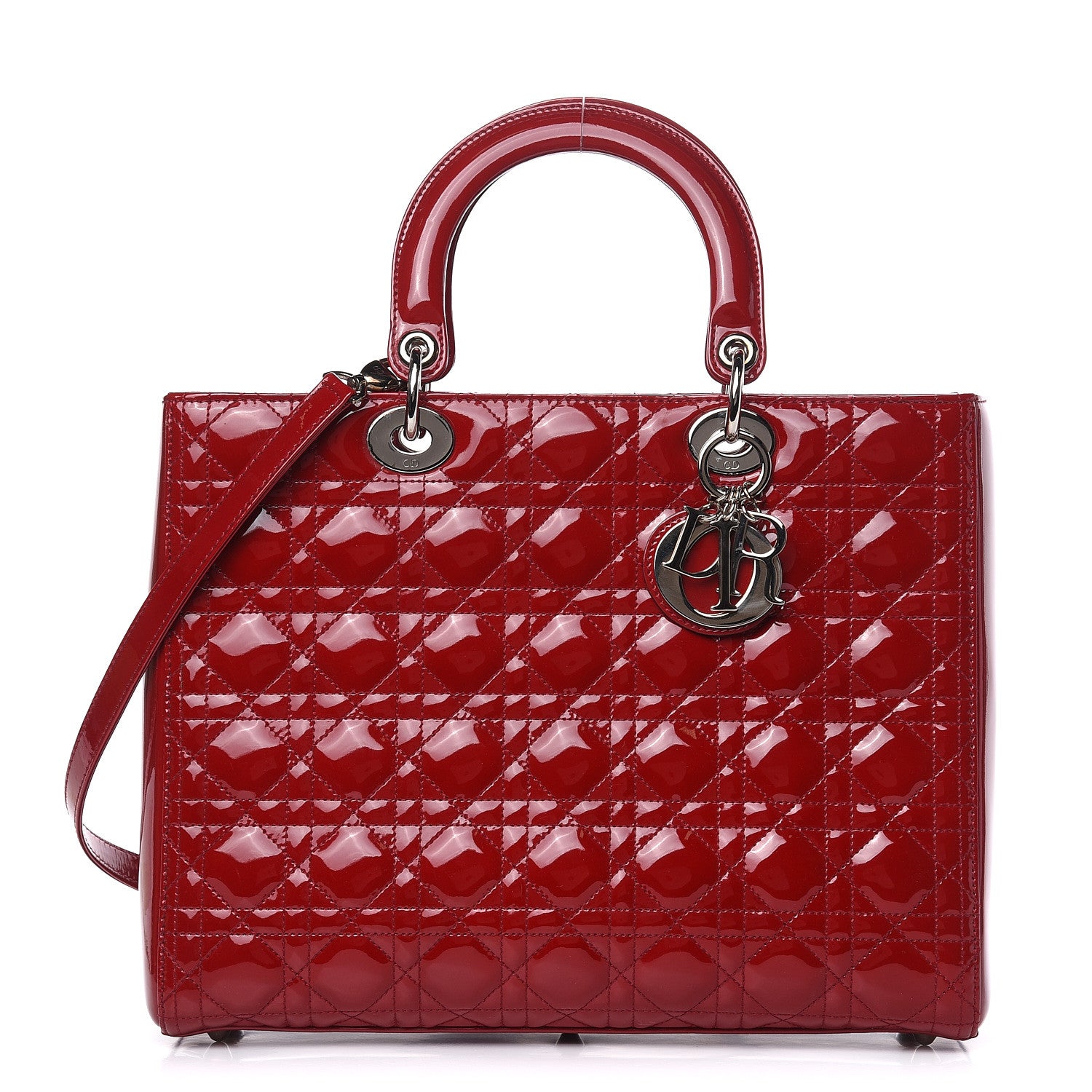 Christian Dior Patent Cannage Large Lady Dior Red 1 of 13