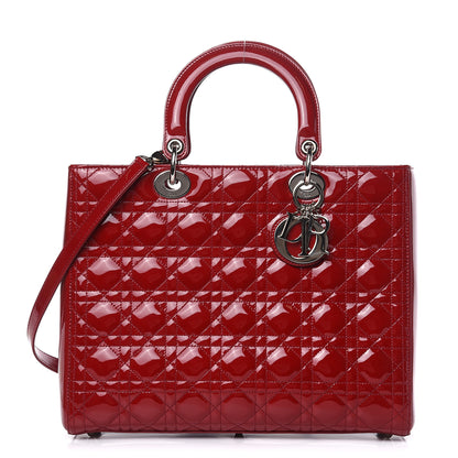 Christian Dior Patent Cannage Large Lady Dior Red 1 of 13