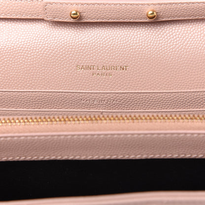 Saint Laurent Grain De Poudre Matelasse Chevron Monogram Chain Wallet Pale Pink 9 of 11