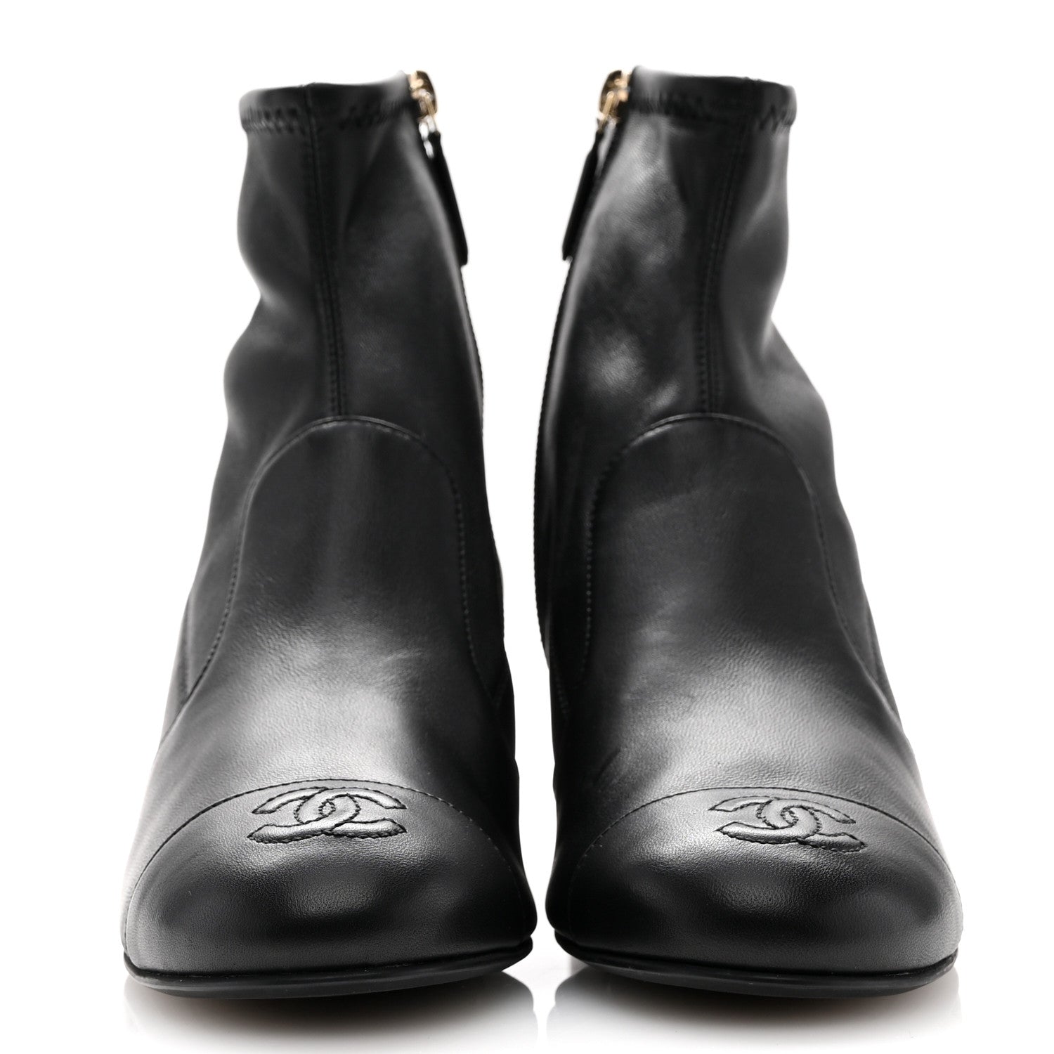 Chanel Stretch Lambskin Cap Toe CC Short Boots 37 Black 3 of 10