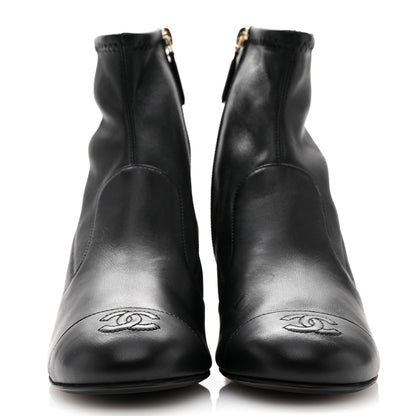 Chanel Stretch Lambskin Cap Toe CC Short Boots 37 Black 3 of 10