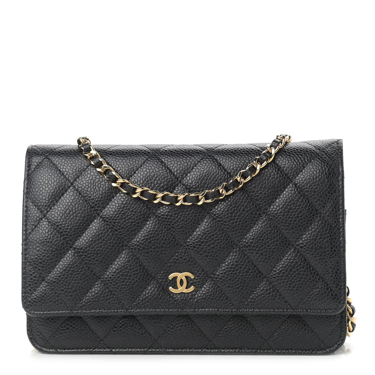 Caviar Quilted Wallet On Chain WOC Black