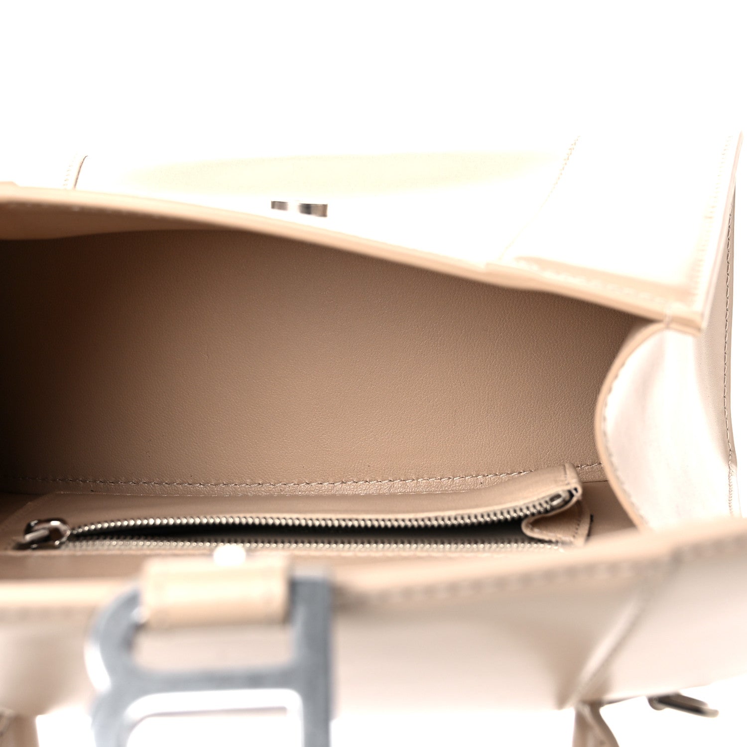 Balenciaga Shiny Box Calfskin Small Hourglass Top Handle Bag Light Beige 5 of 9