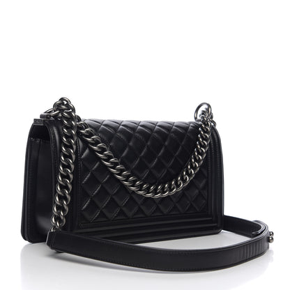 Chanel Lambskin Quilted Medium Boy Flap Black 2 of 9