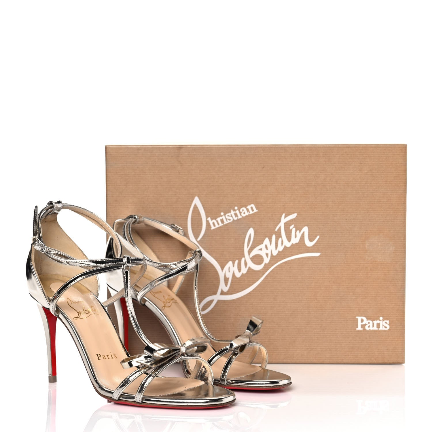 Christian Louboutin Specchio Blakissima 85 T-Strap Sandals 36 Platine 8 of 8