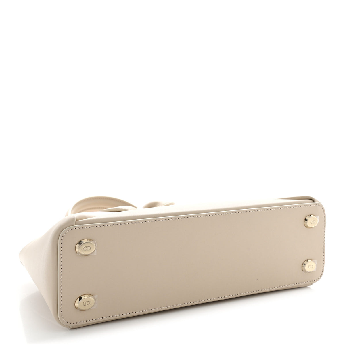 Shiny Smooth Calfskin Small Cigale Bag Beige