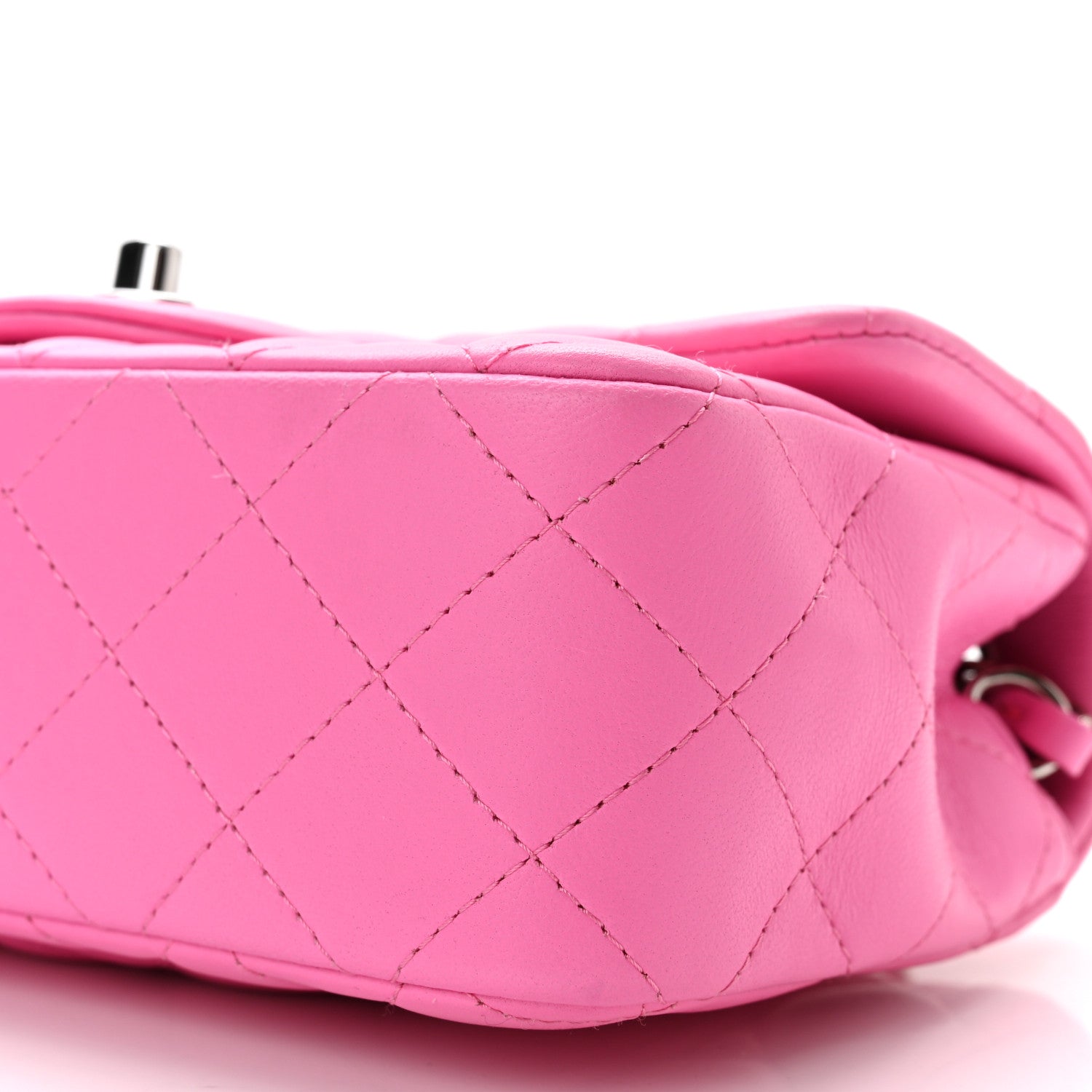 Chanel Lambskin Quilted Mini Rectangular Flap Neon Pink 7 of 11