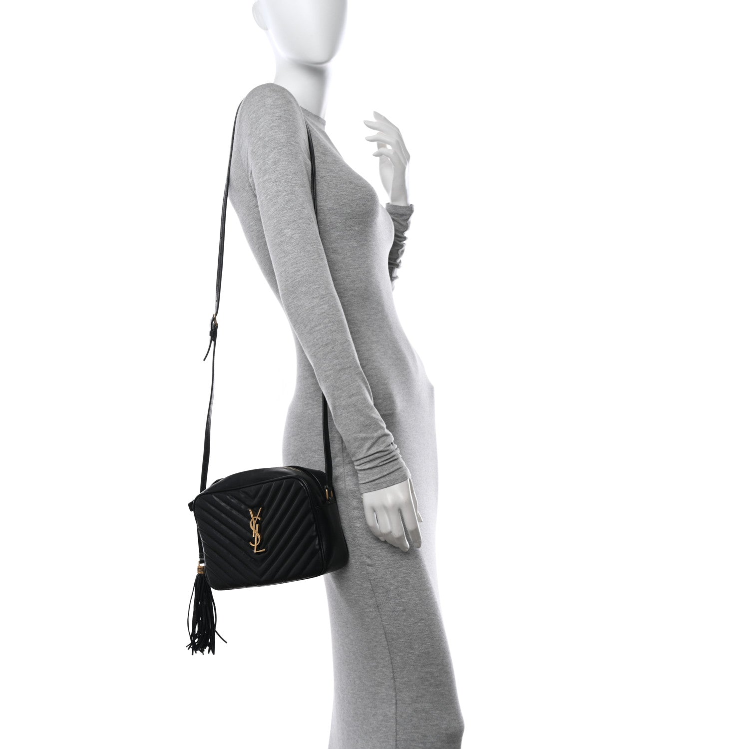 Saint Laurent Calfskin Matelasse Monogram Lou Camera Bag Black 2 of 14