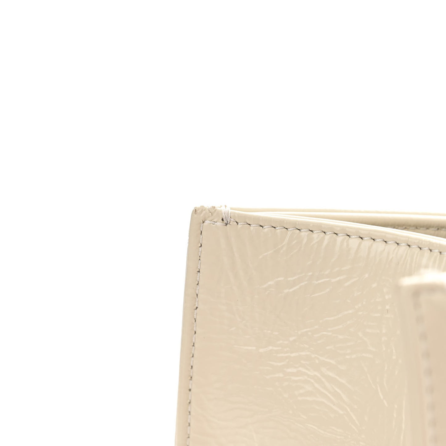 Shiny Aged Calfskin Shopping Bag White