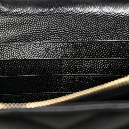 Saint Laurent Grain De Poudre Matelasse Chevron Monogram Chain Wallet Black 7 of 12