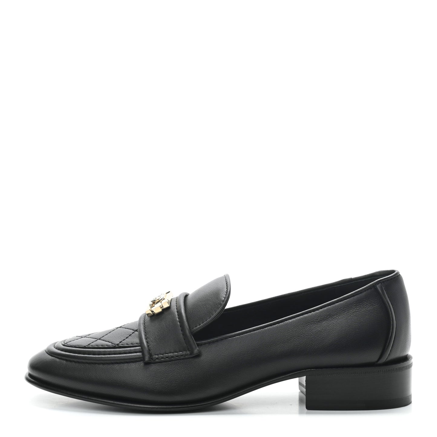 Lambskin Quilted Womens CC Loafers 37 Black