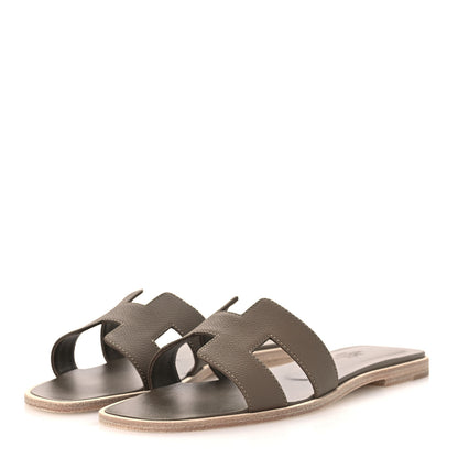 Hermes Epsom Oran Sandals 37.5 Etoupe 4 of 11