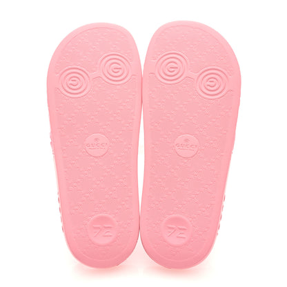 Gucci Rubber GG Monogram Perforated Womens Slide Sandals 38 Rose Box 5 of 7