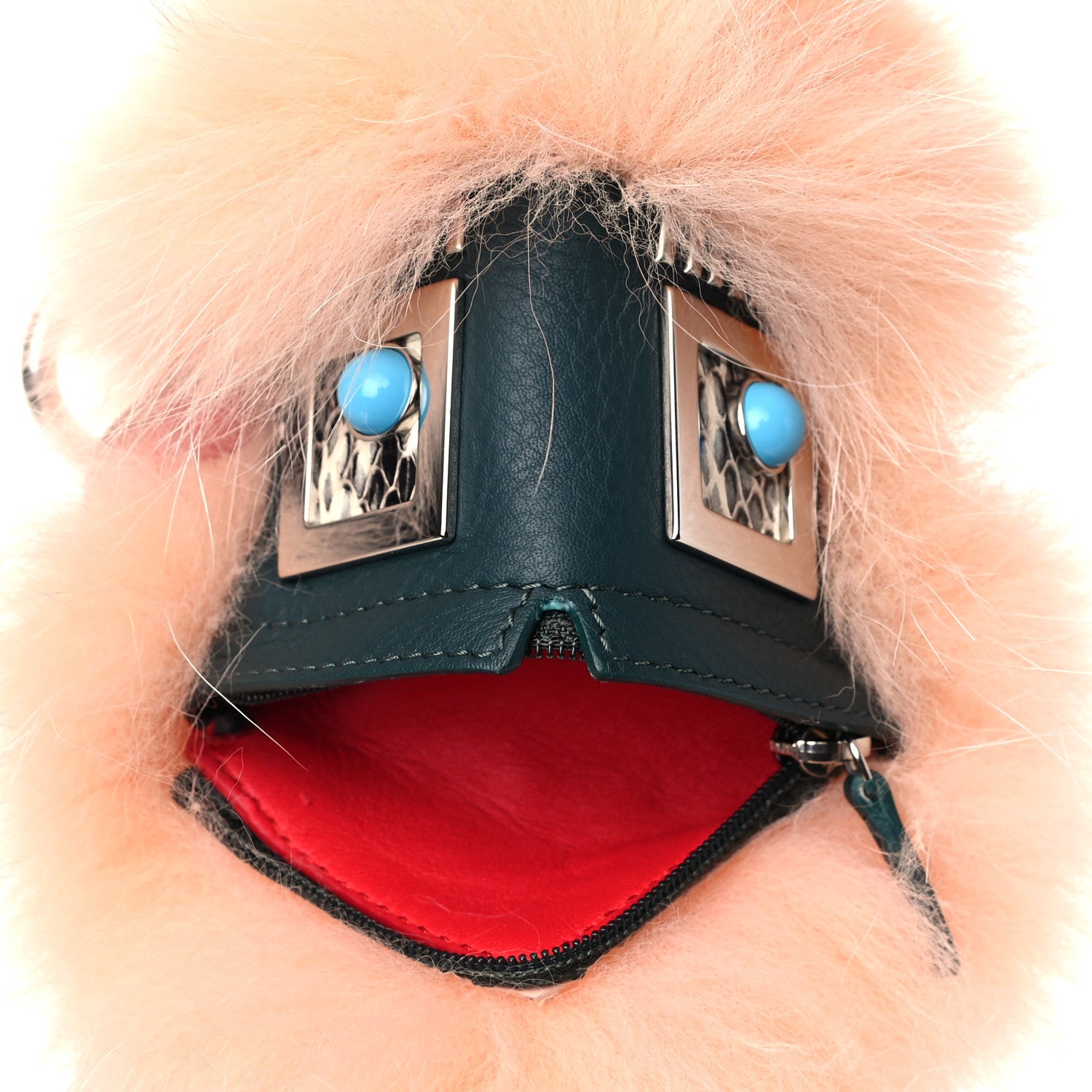 Fendi Fox Fur Calfskin Hypnoteyes Coin Purse Bag Charm Palmspring English Green 4 of 6