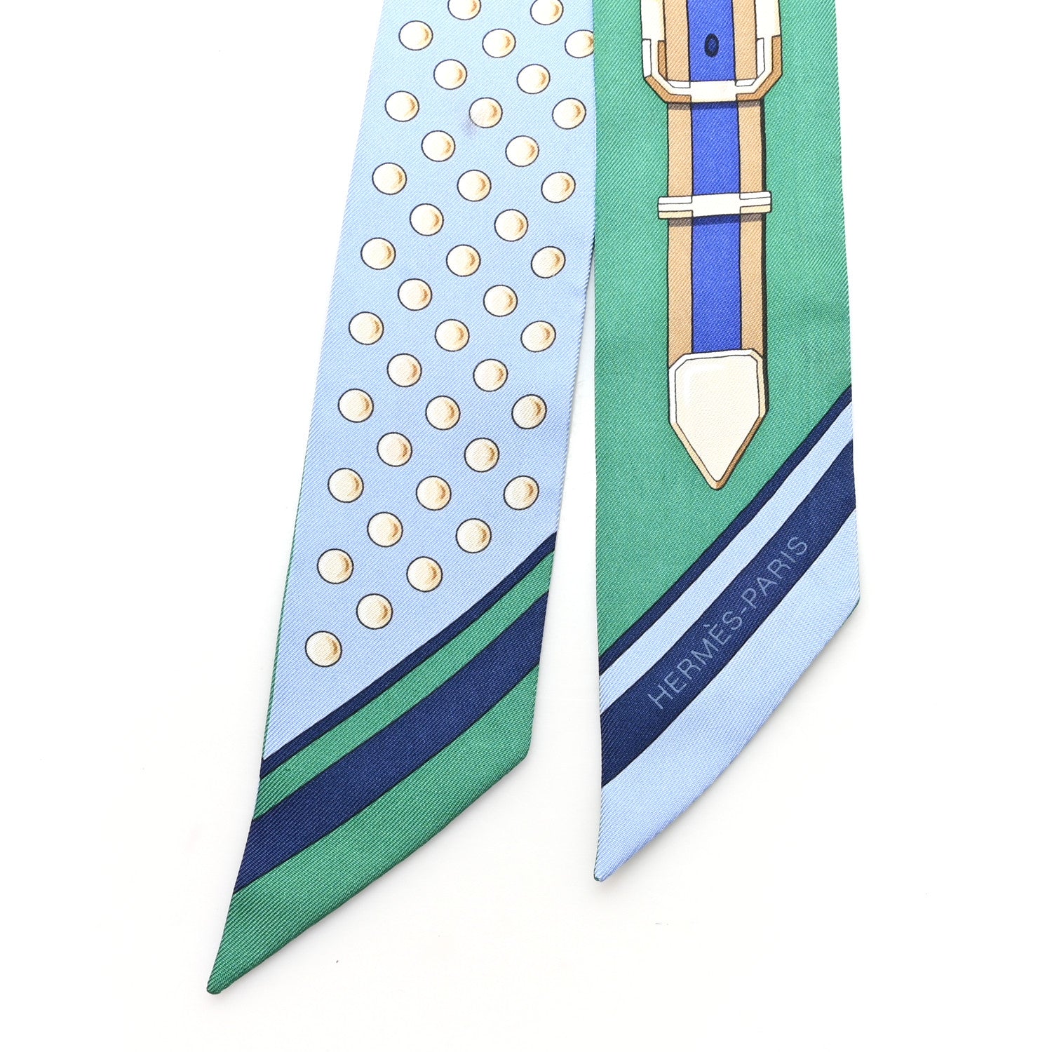 Hermes Silk Grand Tralala Twilly Bleu Ciel Vert 2 of 4