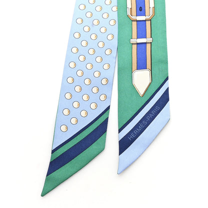 Hermes Silk Grand Tralala Twilly Bleu Ciel Vert 2 of 4