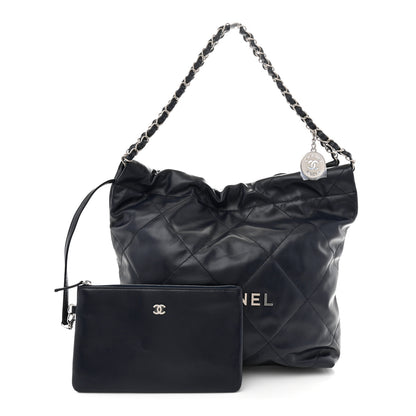Chanel Shiny Calfskin Quilted Small Chanel 22 Navy 2 of 10