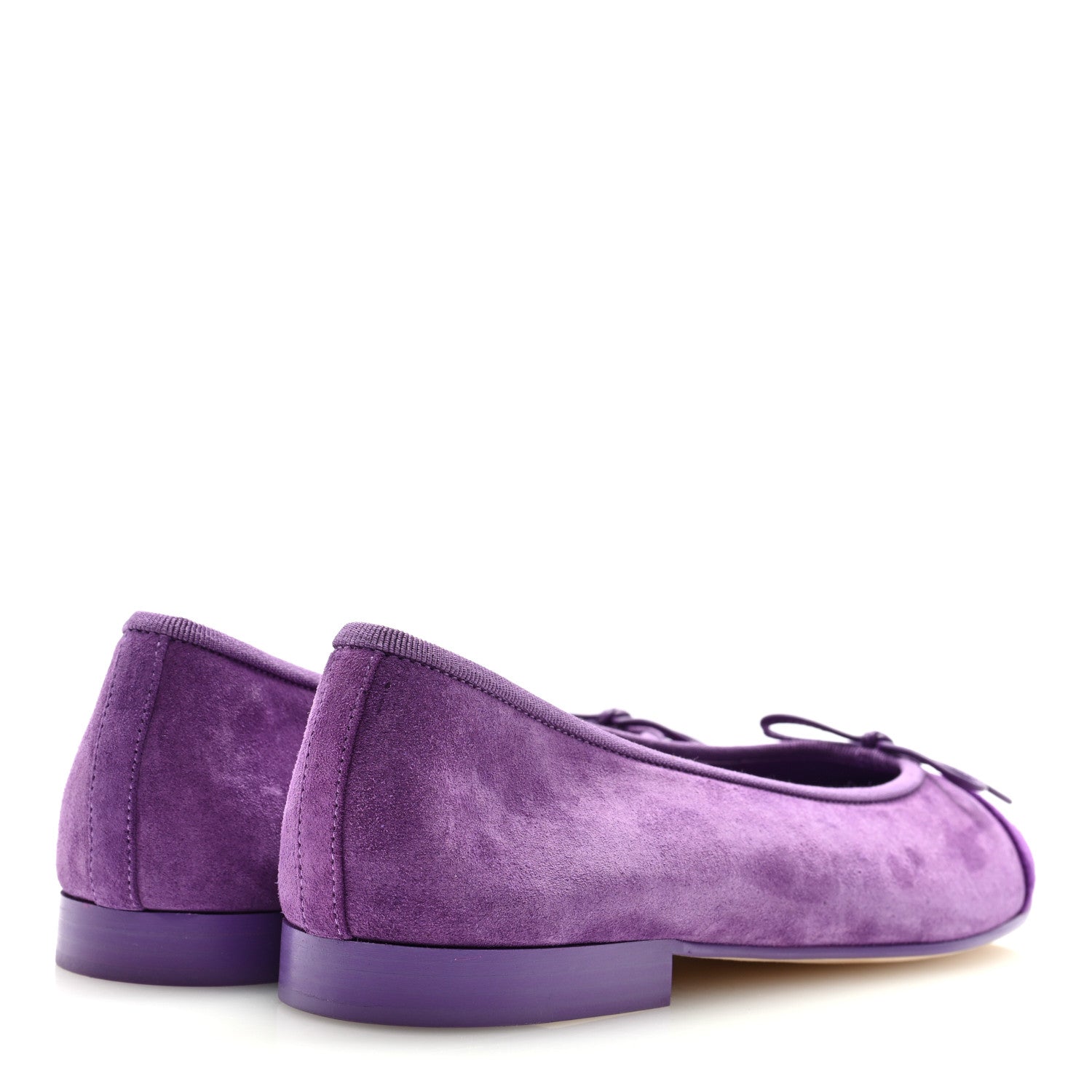 Chanel Suede Cap Toe CC Ballerina Flats 38.5 Purple Dark Purple 5 of 9