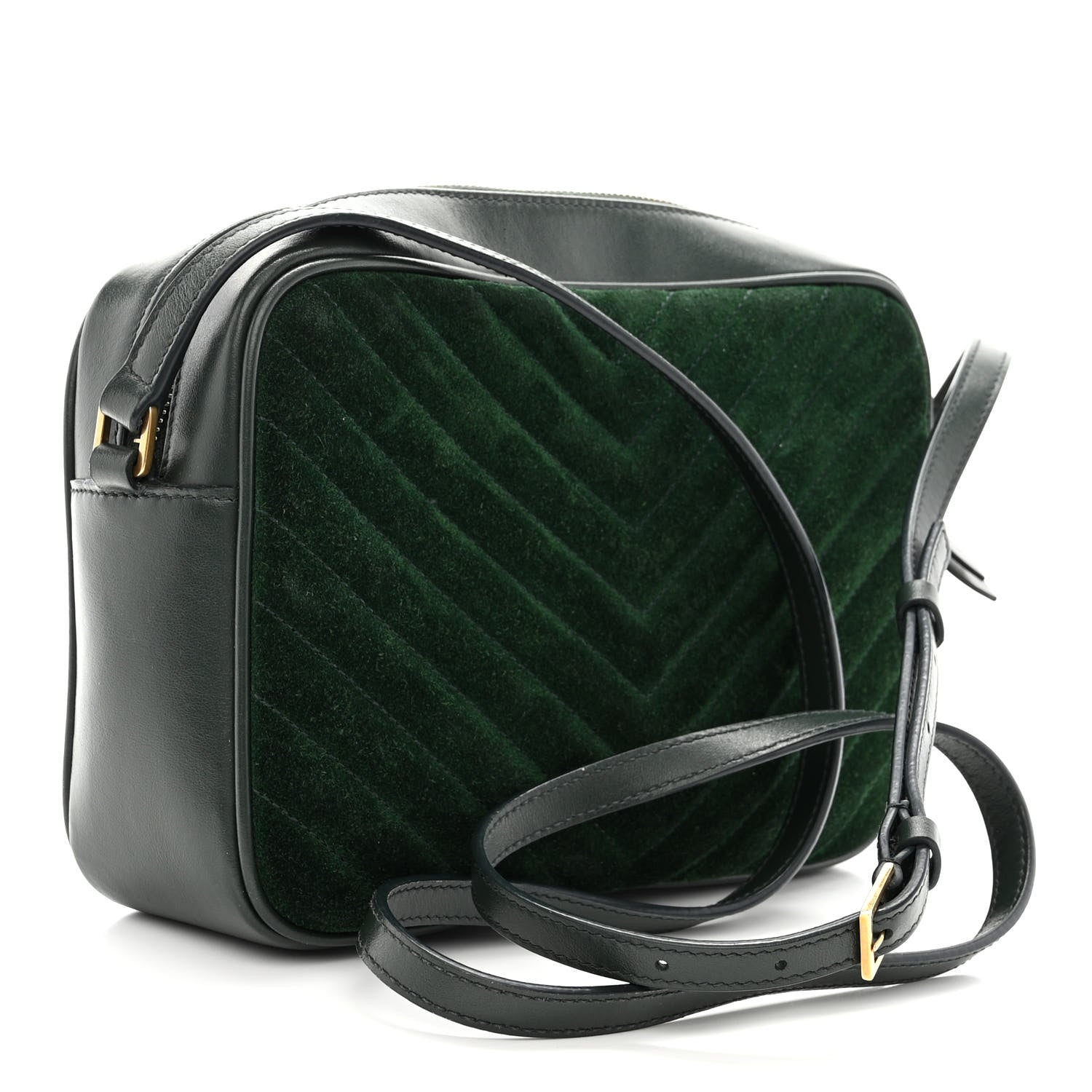 Saint Laurent Suede Calfskin Monogram Lou Camera Bag Vert Fonce 3 of 11