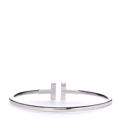 Tiffany 18K White Gold Diamond T Wire Bracelet 3 of 4