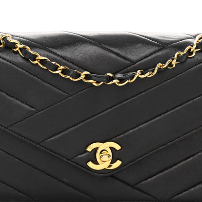 Chanel Lambskin Chevron Quilted Single Flap Black 8 of 10