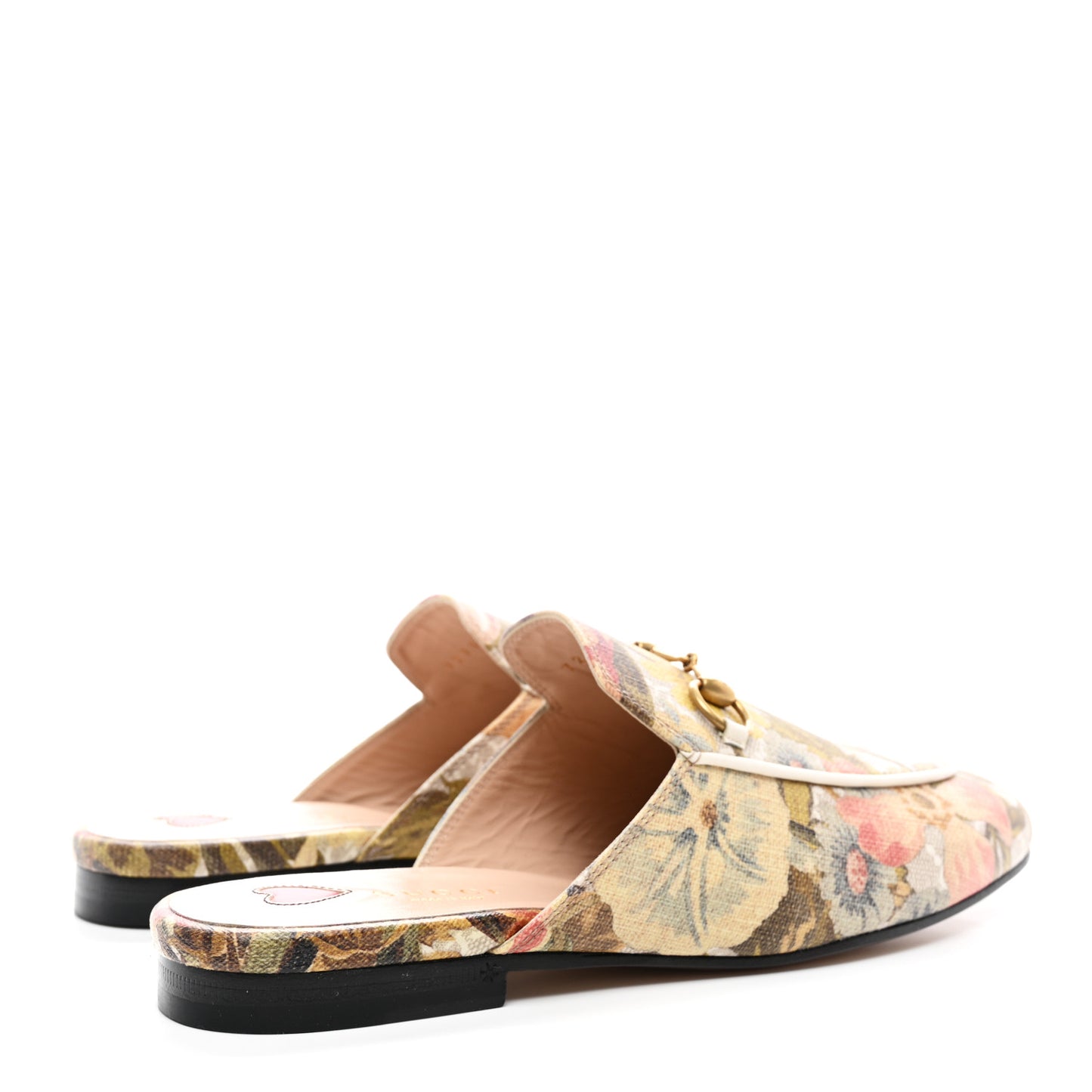 GG Supreme Monogram Malaga Kid Water Flora Womens Princetown Slippers 37.5 Beige White Multicolor Mystic White