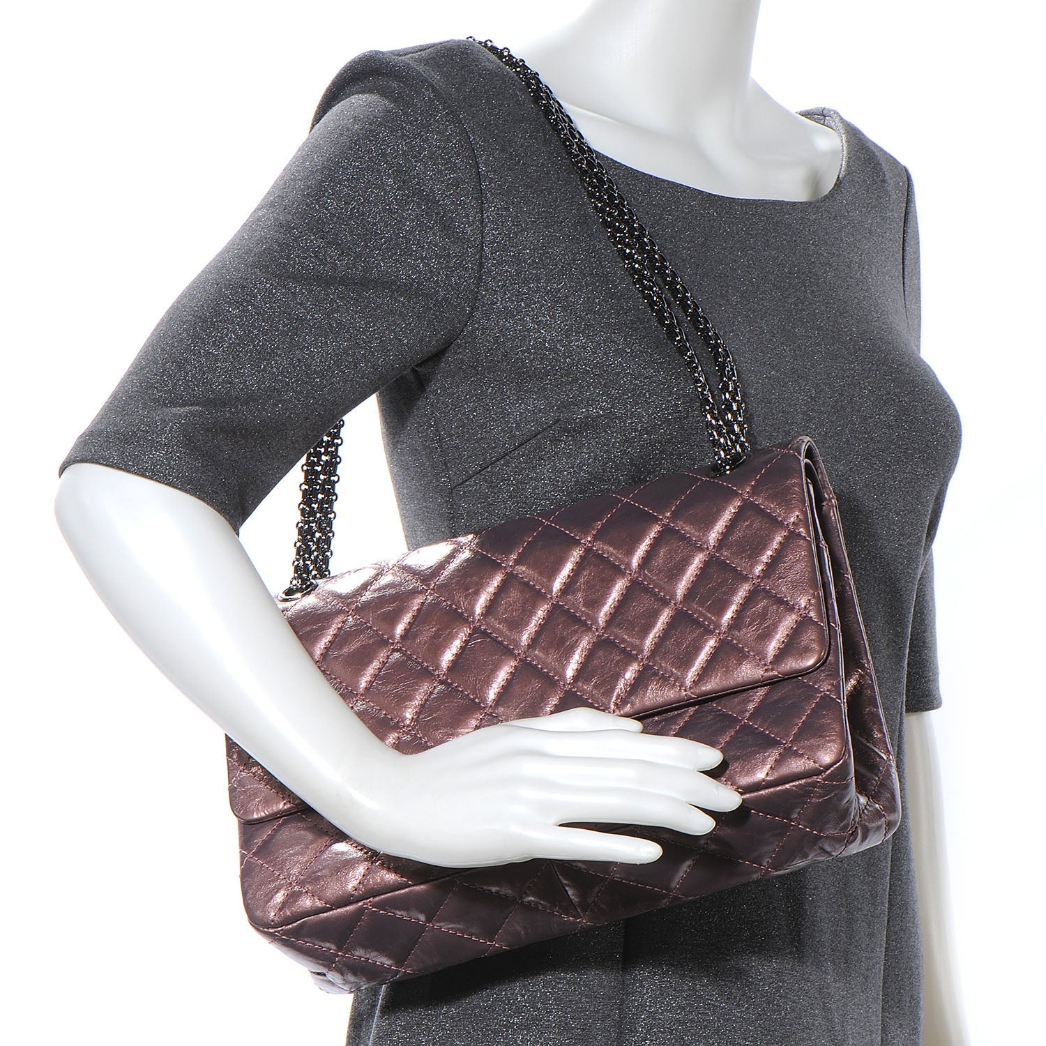 Chanel Calfskin 2.55 Reissue 227 Flap Rose Fonce 2 of 8