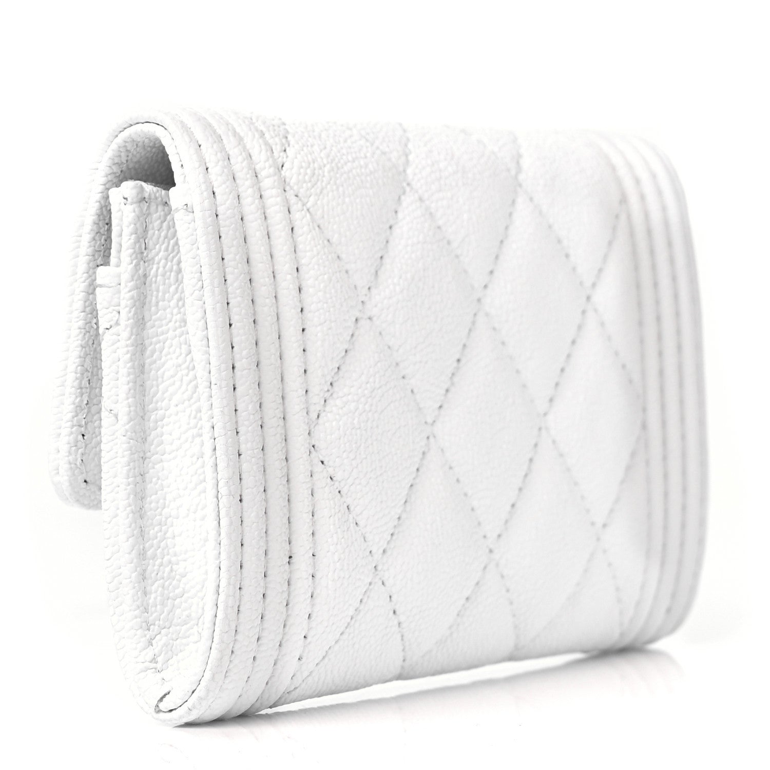 Chanel Caviar Quilted Boy Flap Card Holder White 3 of 7