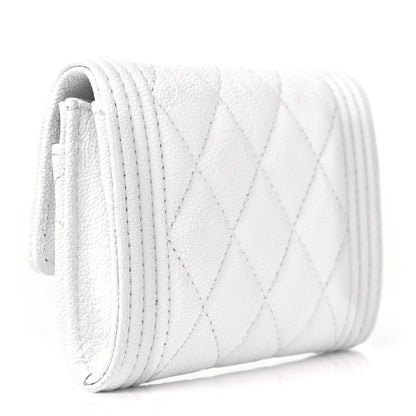 Chanel Caviar Quilted Boy Flap Card Holder White 3 of 7