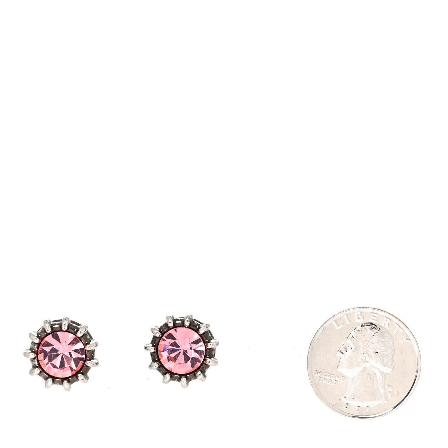 Crystal Stud Earrings Silver Pink