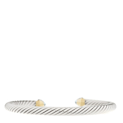 David Yurman Sterling Silver 14K Yellow Gold Blue Topaz 5mm Cable Classics Petite Color Bracelet 2 of 3