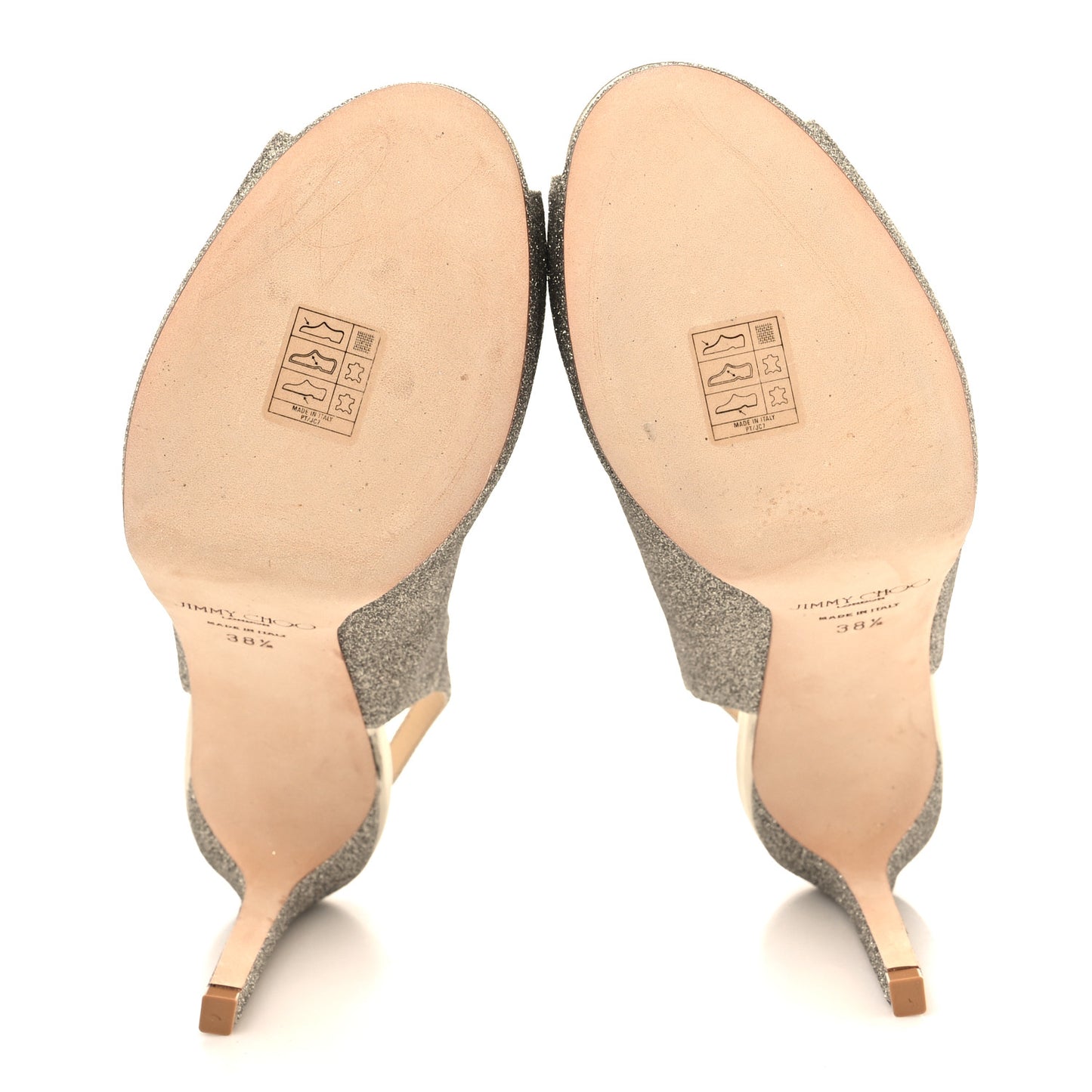 Dusty Glitter Nova 100 Slingback Peep Toe Pumps 38.5 Platinum Ice