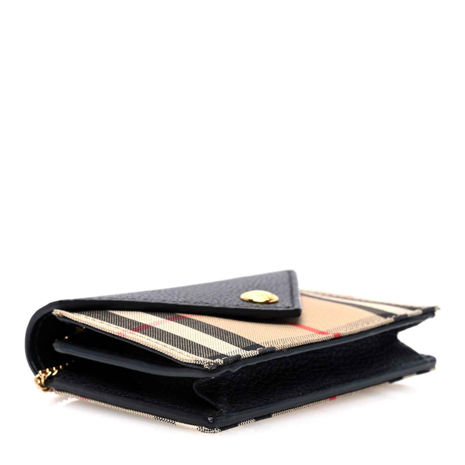 Burberry Grainy Calfskin Vintage Check Jade Card Case On Chain Black 5 of 10