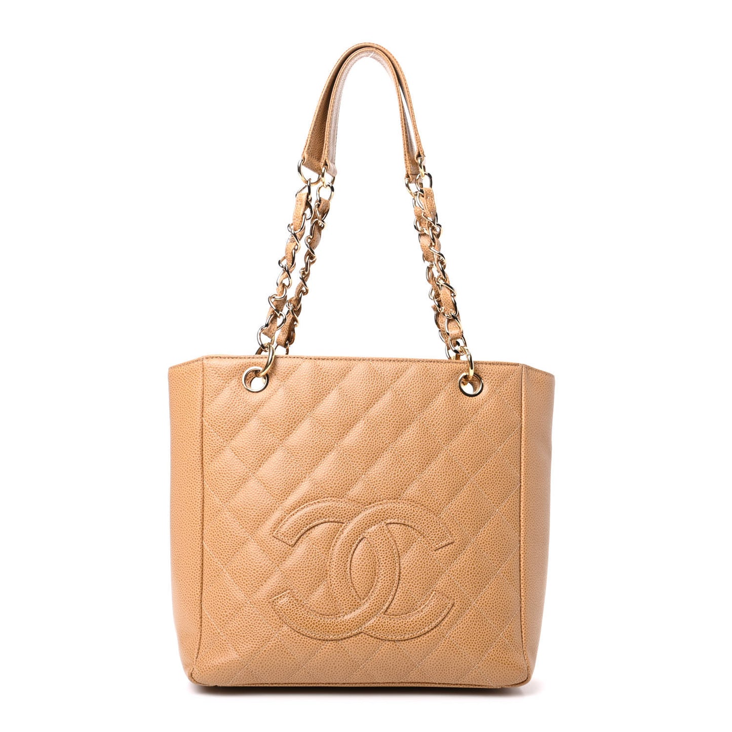Caviar Quilted Petit Shopping Tote PST Beige