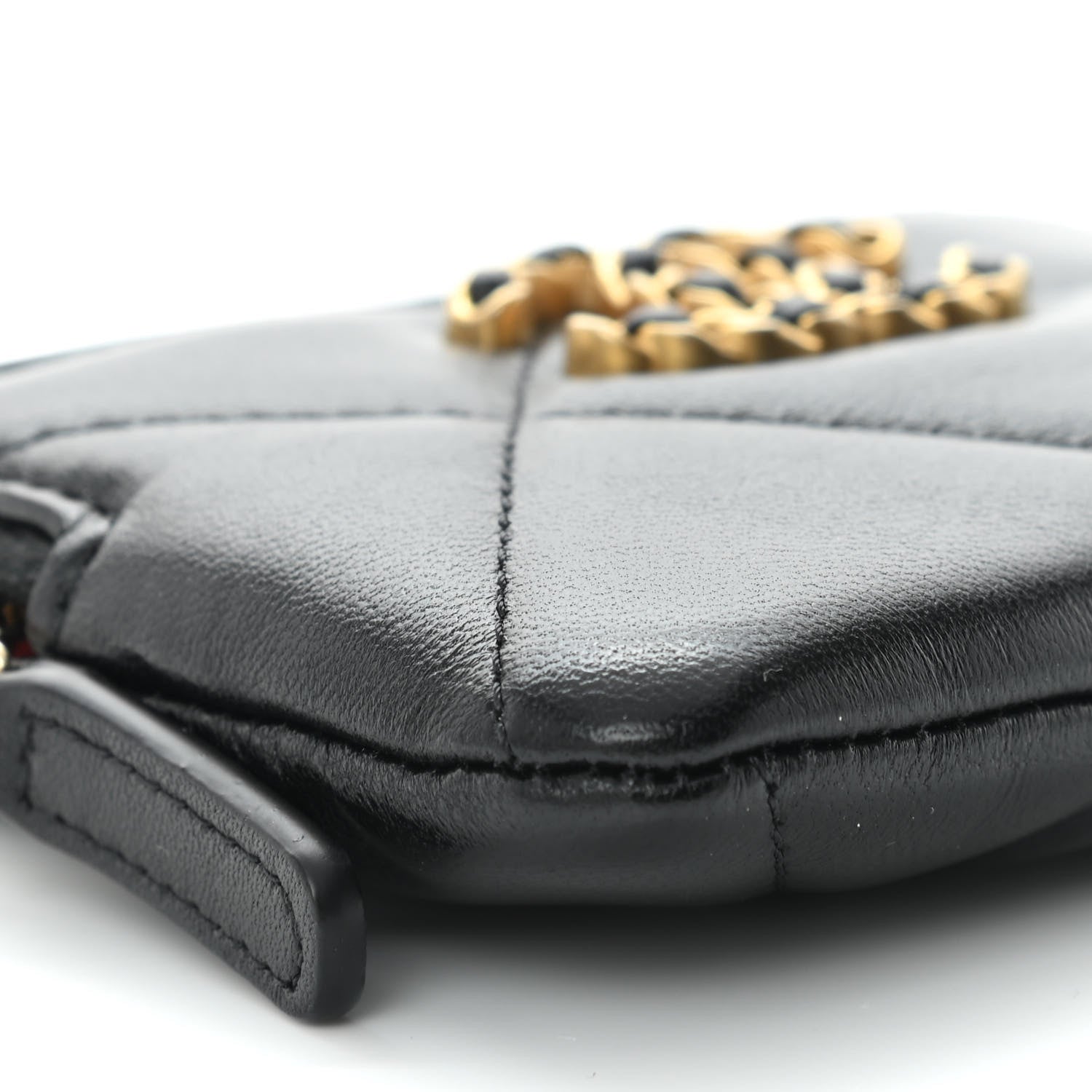 Chanel Lambskin Quilted Chanel 19 Zip Card Holder Wallet Black 8 of 11