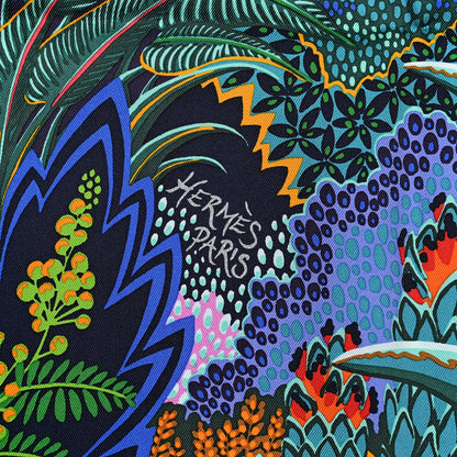 Hermes Silk Mountain Zebra Scarf 90 Turquoise Orange 2 of 5