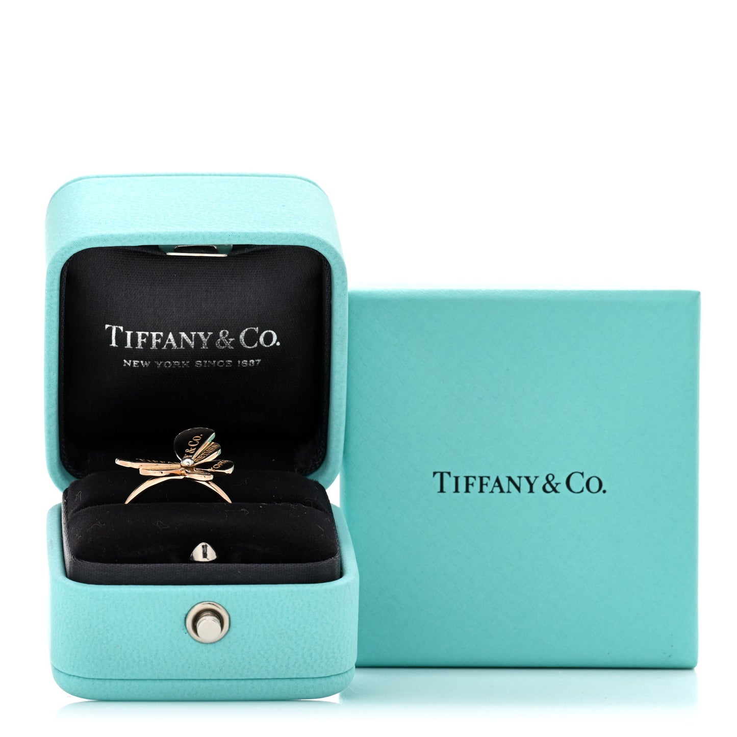 18K Rose Gold Sterling Silver Return to Tiffany Love Bugs Butterfly Ring 52 6